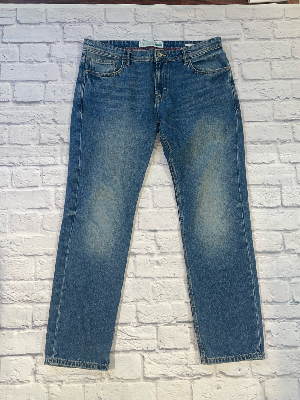 Esprit Men's Straight Jeans Blue Denim. Organic Cotton (34x32)